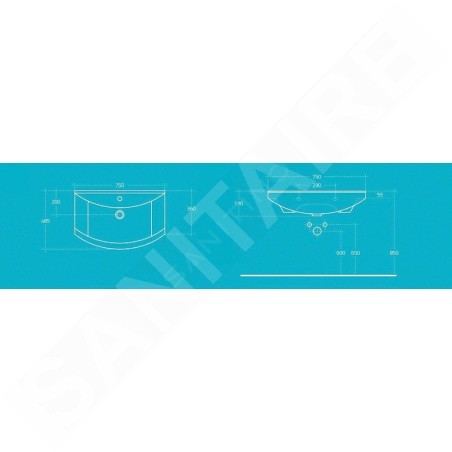 Sapho Zero - Lavabo pour meuble 750x485 mm, blanc 6075