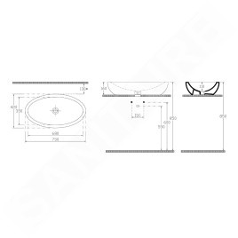 Sapho Isvea Dynasty - Lavabo ovale SISTEMA, 750x420 mm, blanc 10AR65075