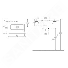 Sapho City - Lavabo 500x180x400 mm, blanc KE050