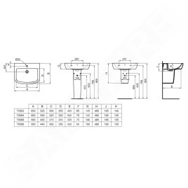 Ideal Standard Tempo - Lavabo 500x440x190 mm, un trou pour mitigeur, blanc T058801