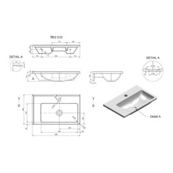 Sapho Arana - Lavabo 560x110x350 mm, version gauche, blanc AN055