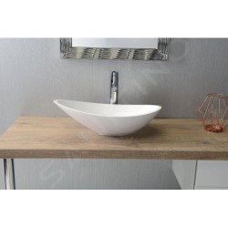 Sapho Rosseta - Vasque, 564x323 mm, marbre coulé, blanc RS564