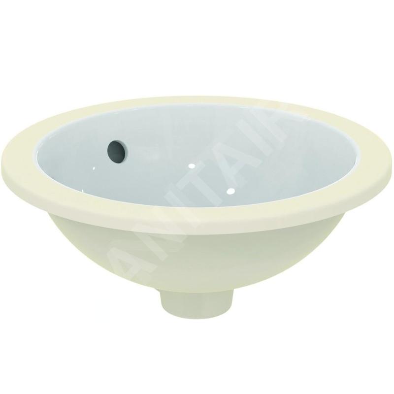 Ideal Standard Connect - Lavabo pour installation sous plaque, diamètre : 380 mm, avec déversoir, blanc E505201