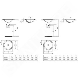 Ideal Standard Connect - Lavabo pour installation sous plaque, diamètre : 380 mm, avec déversoir, blanc E505201