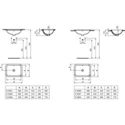 Ideal Standard Connect - Lavabo pour installation sous plaque, 580x410 mm, avec déversoir, blanc E506101