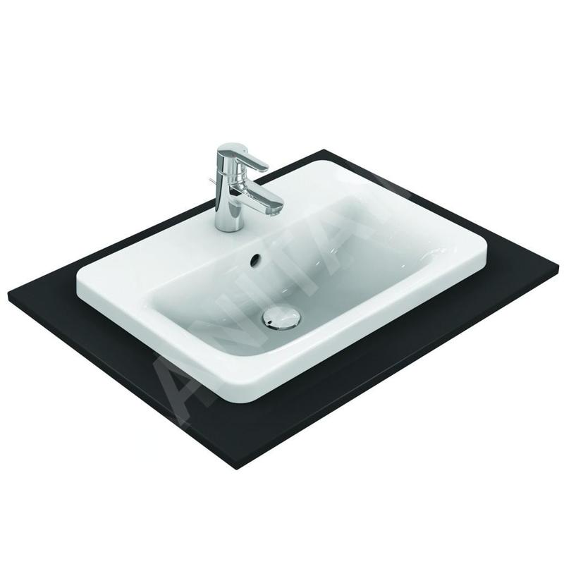 Ideal Standard Connect - Lavabo encastré, 580x430 mm, avec déversoir, 1 ouverture pour mitigeur, blanc E504401