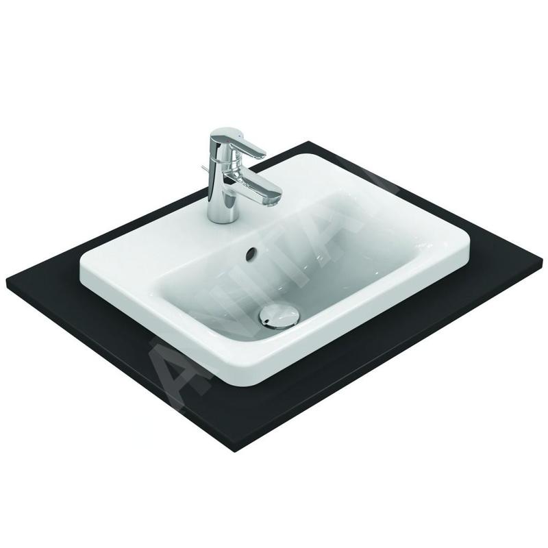 Ideal Standard Connect - Lavabo encastré, 500x390 mm, avec déversoir, 1 ouverture pour mitigeur, blanc E504301 Ideal Standard Connect - Lavabo encastré, 500x390 mm, avec déversoir, 1 ouverture pour mitigeur, blanc E504301