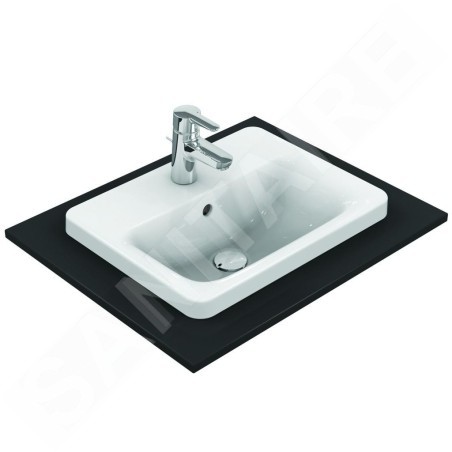 Ideal Standard Connect - Lavabo encastré, 500x390 mm, avec déversoir, 1 ouverture pour mitigeur, blanc E504301