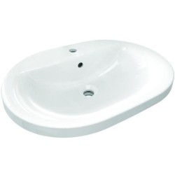 Ideal Standard Connect - Lavabo encastré 620x460 mm, avec déversoir, 1 ouverture pour mitigeur, blanc E504001
