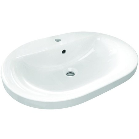 Ideal Standard Connect - Lavabo encastré 620x460 mm, avec déversoir, 1 ouverture pour mitigeur, blanc E504001