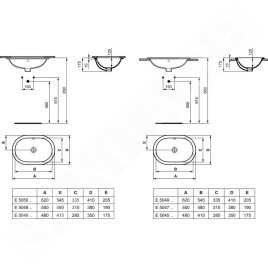 Ideal Standard Connect - Lavabo pour installation sous plaque, 620x410 mm, avec déversoir, blanc E505001