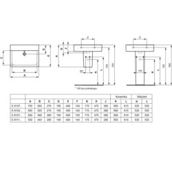 Ideal Standard Connect - Lavabo 550x175x460 mm, sans trou pour mitigeur, avec déversoir, avec Ideal Plus, blanc E8111MA