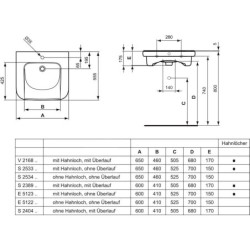 Ideal Standard Contour 21 - Lavabo adapté aux personnes à mobilité réduite 650x560 mm, 1 trou pour mitigeur, blanc V216801