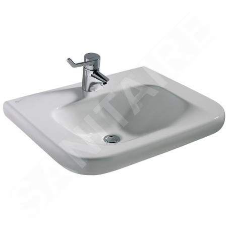 Ideal Standard Contour 21 - Lavabo adapté aux personnes à mobilité réduite 650x560 mm, 1 trou pour mitigeur, sans déversoir,