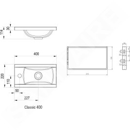 Ravak Classic - Console de lavabo Classic 400, 2 pièces, chrome B14000100P