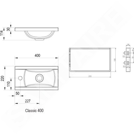 Ravak Classic - Console de lavabo Classic 400, 2 pièces, chrome B14000100P
