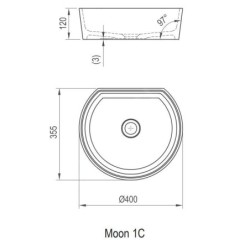 Ravak Moon - Vasque à poser, 400x355 mm, blanc XJN01300001
