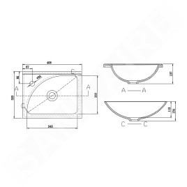 Aqualine Zoja - Meuble lavabo 400x320 mm, sans trop-plein, trou pour robinet à gauche, blanc LM408