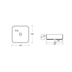 Sapho Lavabos - Lavabo Blade 400x400 mm, blanc WH050