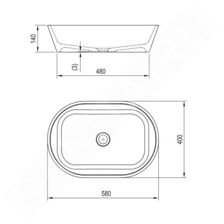 Ravak Solo - Lavabo sur plan, 580x400 mm, sans trop-plein, blanc XJX01358000