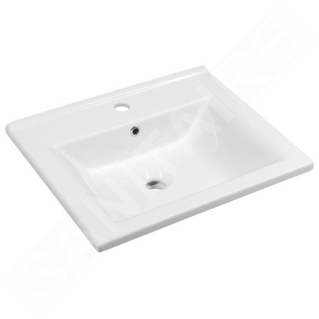 Aqualine Zuno - Lavabo 550x455 mm, avec 1 point d'amorçage, blanc 9055