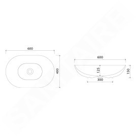 Sapho Lavabos - Lavabo Belisong 600x150x400 mm, sans trop-plein, blanc WH080