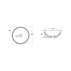 Sapho Lavabos - Lavabo Dimp, diamètre 460 mm, sans trou pour robinet, blanc WH060