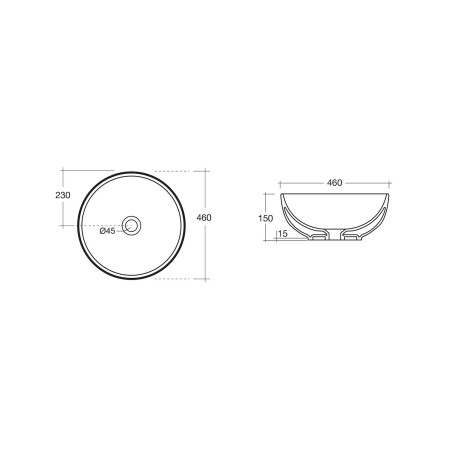 Sapho Lavabos - Lavabo Dimp, diamètre 460 mm, sans trou pour robinet, blanc WH060