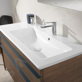 Villeroy & Boch Venticello - Meuble lavabo 1000x500 mm, avec trop-plein, trou de robinetterie, CeramicPlus, blanc alpin 4134R1R1