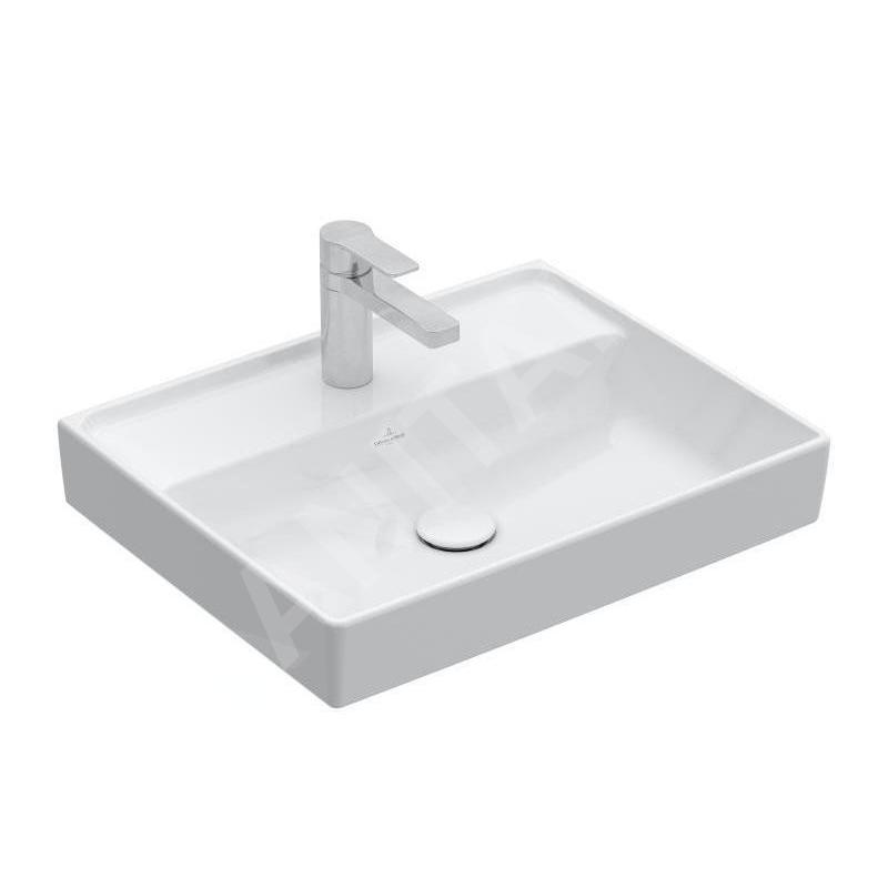 Villeroy & Boch Collaro - Lavabo 550x440 mm, sans trop-plein, trou de robinetterie, CeramicPlus, Stone White 4A3356RW Villeroy & Boch Collaro - Lavabo 550x440 mm, sans trop-plein, trou de robinetterie, CeramicPlus, Stone White 4A3356RW