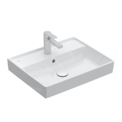 Villeroy & Boch Collaro - Lavabo 550x440 mm, avec trop-plein, trou de robinetterie, CeramicPlus, Stone White 4A3355RW