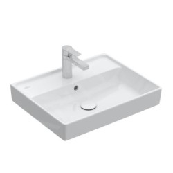 Villeroy & Boch Collaro - Lavabo 600x470 mm, avec trop-plein, trou de robinetterie, CeramicPlus, Stone White 4A3360RW