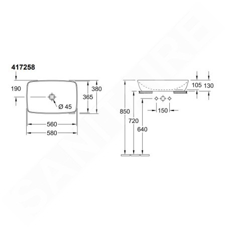 Villeroy & Boch Artis - Vasque, 580x380 mm, Powder 417258BCT0