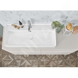 Villeroy & Boch Collaro - Meuble lavabo 1000x470 mm, sans trop-plein, trou de robinetterie, CeramicPlus, Stone White 4A33A2RW