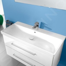 Villeroy & Boch Avento - Meuble lavabo 1000x470 mm, avec trop-plein, trou de robinetterie, blanc alpin 4156A501