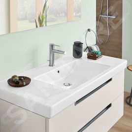 Villeroy & Boch Subway 2.0 - Meuble lavabo 1000x470 mm, avec trop-plein, trou de robinetterie, blanc alpin 71751G01