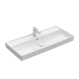 Villeroy & Boch Collaro - Meuble lavabo 1000x470 mm, avec trop-plein, trou de robinetterie, CeramicPlus, Stone White 4A33A5RW