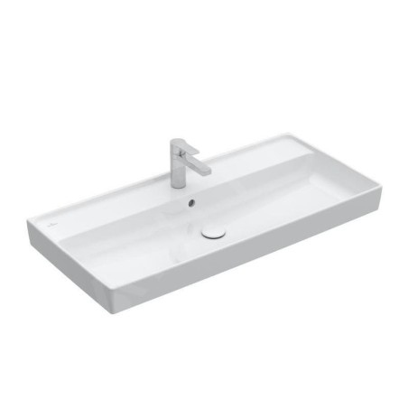 Villeroy & Boch Collaro - Meuble lavabo 1000x470 mm, avec trop-plein, trou de robinetterie, CeramicPlus, Stone White 4A33A5RW