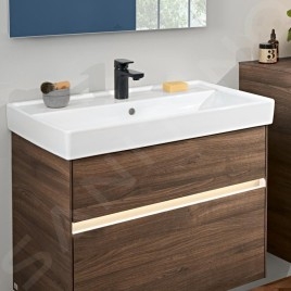 Villeroy & Boch Collaro - Meuble lavabo 1000x470 mm, avec trop-plein, trou de robinetterie, CeramicPlus, Stone White 4A33A5RW