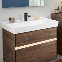 Villeroy & Boch Collaro - Meuble lavabo 800x470 mm, sans trop-plein, trou de robinetterie, CeramicPlus, Stone White 4A3381RW