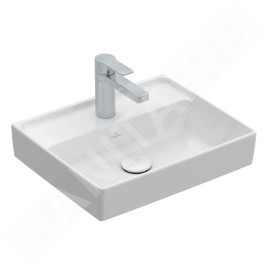 Villeroy & Boch Collaro - Lave-mains 450x370 mm, sans trop-plein, un trou de robinetterie, CeramicPlus, Star White 433446RW