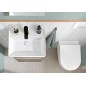 Villeroy & Boch Collaro - Lave-mains 450x370 mm, avec trop-plein, un trou de robinetterie, CeramicPlus, Stone White 433445RW