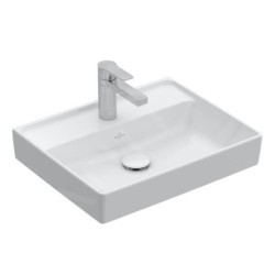 Villeroy & Boch Collaro - Lave-mains 500x400 mm, sans trop-plein, un trou de robinetterie, CeramicPlus, Star White 433451RW