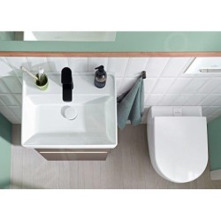 Villeroy & Boch Collaro - Lave-mains 500x400 mm, sans trop-plein, un trou de robinetterie, CeramicPlus, Star White 433451RW