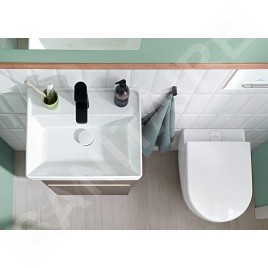 Villeroy & Boch Collaro - Lave-mains 500x400 mm, avec trop-plein, un trou de robinetterie, CeramicPlus, Stone White 433450RW