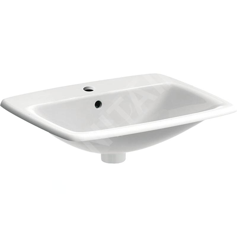 Geberit Selnova Square - Lavabo 550x450 mm, avec un trou de robinetterie, avec trop-plein, blanc 500.306.01.1 Geberit Selnova Square - Lavabo 550x450 mm, avec un trou de robinetterie, avec trop-plein, blanc 500.306.01.1