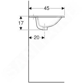 Geberit Selnova Square - Lavabo 550x450 mm, avec un trou de robinetterie, avec trop-plein, blanc 500.306.01.1