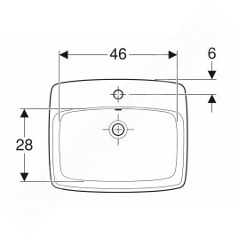 Geberit Selnova Square - Lavabo 550x450 mm, avec un trou de robinetterie, avec trop-plein, blanc 500.306.01.1