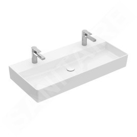 Villeroy & Boch Memento 2.0 - Double vasque 1000x470 mm, sans trop-plein, 2 trous de robinetterie, CeramicPlus, blanc alpin