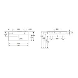 Villeroy & Boch Memento 2.0 - Double vasque 1000x470 mm, avec trop-plein, 2 trous de robinetterie, CeramicPlus, blanc alpin